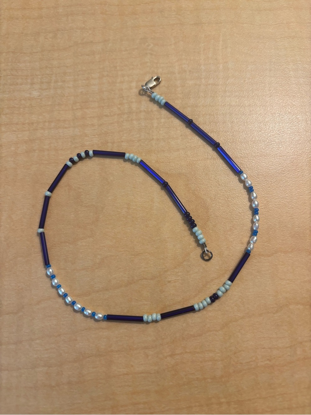 Handcrafted Blue Beaded Women’s Necklace - Lightweight Layering Strand